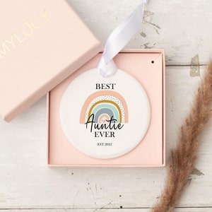 Personalised Best Auntie Sign, Best Aunty Gift, Aunty Ornament, Best Auntie Gift, Rainbow Gift, Relation Gift, New Aunty Gift, Hanging Sign