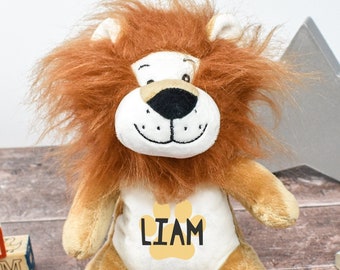 Personalised Lion Teddy, New Baby Gift, Customised Plush Soft Toy, Your Name Teddy, Cuddly Toy, Girls and Boys Lion Teddy, Baby Shower Gift