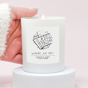 Personalised Map Pin Candle, Couples Gift, Valentines, Lovers Present, Custom Map Candle, Keepsake, Boyfriend, Girlfriend, Husband, Wife,