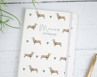 Personalised Dachshund Journal, Dachshund Gift For Her, Sausage Dog Notebook, Sausage Dog Gifts, Personalised Dog Gift, Dog Gifts, Dog Lover