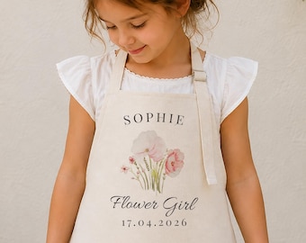 Delantal personalizado para niña de las flores, delantal para niña de las flores de boda, regalos para niña de las flores, cubrevestido para niña de las flores, accesorios para niña de las flores, boda
