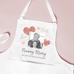 Personalised Nanny Apron, Nan Baking Gift, Personalized Apron Cooking Gift, Gifts for Grandmother, Kitchen Apron, Your Photo , Mum Christmas image 1