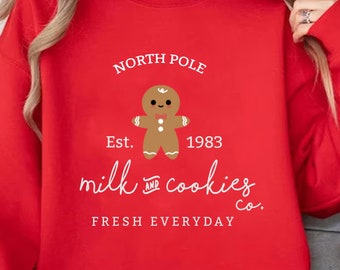 Personalised SWEATSHIRT GINGERBREAD MAN Christmas Jumper Red Christmas Jumper Snowmen Sweets Cozy Winter Cookie Xmas Gift Sweatshirts