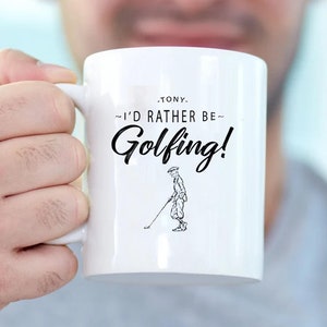 Personalised Golf Mug, Father&#39;s Day Golf Gift, Golf Dad Gift, Granddad Golfing Gift, Personalised Tin Mug, I&#39;d rather Be Golfing Gift