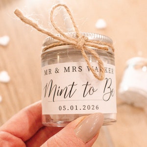 Personalised Wedding Favours X20 Stickers Only ,Wedding Favour Stickers, Personalised Wedding Party Favour Stickers, Mint to be