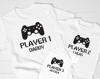 Personalised Fathers Day T-shirt, Matching Family Gaming T-shirts, Father and Son Matching Tops, Father Daughter Shirts, Gaming T-shirt