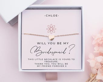 Personalised Bridesmaid Necklace, Bridesmaid Gift, Bridesmaid Proposal Gift, Personalised Bridesmaid, Thank You Maid of Honour Jewellery