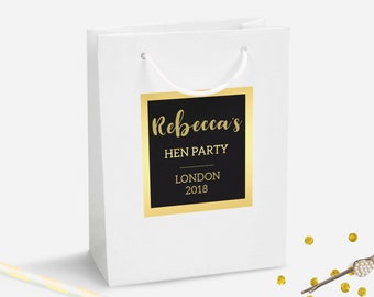Gold Personalised Gift Bag, DIY Personalised Party Bag, Favour Bag, Gold Party Bags and Gifts, Gift Wrapping, Gift Bags, Hen Party Bag
