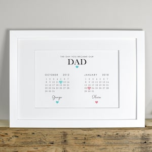 Personalised Dad Calendar Style Print, Father's Day Wall Art, Personalised Dad Birthday Calendar, The Day You Became Our Dad, Meaningful