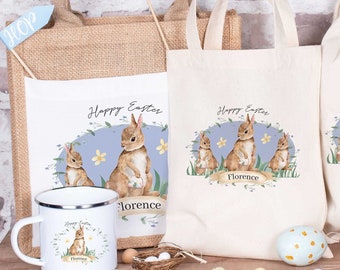Personalised Easter Sack, Personalised Easter Bag, Child's Storage Bag, Easter Egg Hunt Gift Bag, Easter Mug, Rabbit Mug