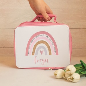 Personalised Rainbow Lunch Bag, Rainbow School Lunch Bag, Rainbow Cooler Bag, Girls School Lunch Bag Children Student, Lunch Bag School