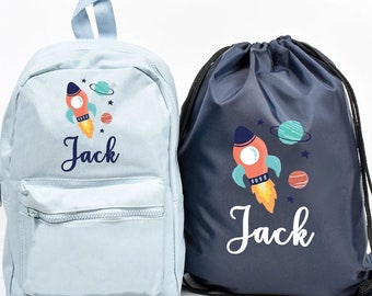 Personalised Rocket Backpack, Rocket School Bag, Kids Space Rucksack, Boys School Backpack, Kids Children Student Backpack, Back To School