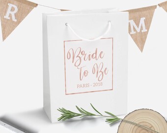 Rose Gold Personalised Bride To Be Gift Bag, DIY Personalised Hen Party Bag, Hen Night Favour Bag, Gold Party Bags and Gifts, Hen Party Gift