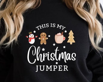 SWEATSHIRT GINGERBREAD MAN Christmas Jumper Red Christmas Jumper Snowmen Sweets  Cozy Winter Cookie Xmas Gift Sweatshirts