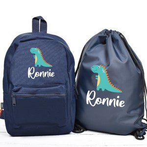 Personalised Dinosaur Backpack, Dinosaur School Bag, Kids Animal Rucksack, Boys School Backpack, Children Student Backpack, Back To School image 1