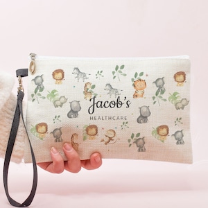 Trousse à pharmacie personnalisée, Trousse pour inhalateur personnalisée, Trousse de soins de la jungle, Trousse à pharmacie pour école maternelle, Puériculture, Garçons et filles,