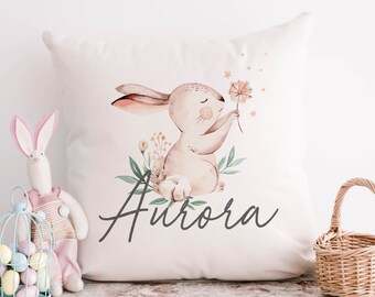 Personalised Bunny Cushion, Personalised Easter Cushion, Easter Gift, Easter Decor, Spring Cushion, Baby Girl Easter Gift, Bunny Decor