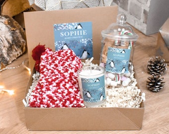 Personalised Christmas Gift Box, Filled Gift Box, Penguin Best Auntie, Colleague Gift Box, Christmas Gift For Her, Filled Gift Set, Gift Box