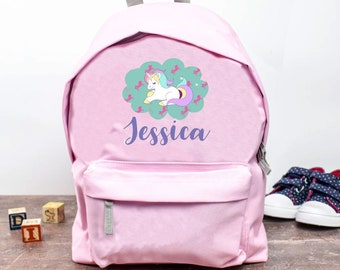 Personalised Unicorn Backpack, Unicorn School Bag, Kids Unicorn Rucksack, Girls School Backpack, Kids Children Student Backpack, Back To