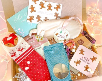 Personalised Christmas Girls Gift Box, Christmas Gift Set, Filled Christmas Gift Box, Gingerbread Gift Box, Friend Xmas Gift Box, Friend