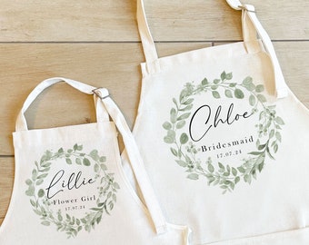 Personalised Flower Girl Apron, Wedding Bridesmaid Apron, Flower Girl Gifts, Flower Girl Dress Cover Up, Bridesmaid Accessories, Wedding