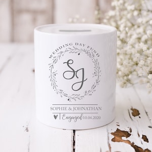 Wedding Fund Money Box, Personalised Engagement Gift, Congratulations Engagement Gift, Couple Piggy Bank, Wedding Fund, Ceramic Money Box