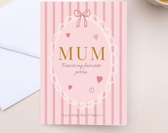 Personalised Mum Card, Mother’s Day Card Mum, Forever My Favourite Person Card, Custom Mum Card
