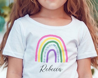 Personalised Rainbow Kids T-shirt, Kids Custom Rainbow Name Top, Lockdown Personalised Children's T-shirt, Customised Kid's Tee, Rainbow Top