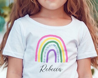 Personalised Rainbow Kids T-shirt, Kids Custom Rainbow Name Top, Lockdown Personalised Children's T-shirt, Customised Kid's Tee, Rainbow Top