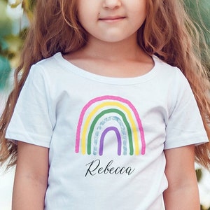 Personalised Rainbow Kids T-shirt, Kids Custom Rainbow Name Top, Lockdown Personalised Children's T-shirt, Customised Kid's Tee, Rainbow Top