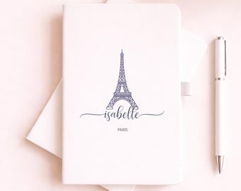 Personalised Paris Notebook, Paris Travel Journal, Travel Journal, Custom Name Journal, Paris Theme Diary, Travel Gift, Uni Notebook
