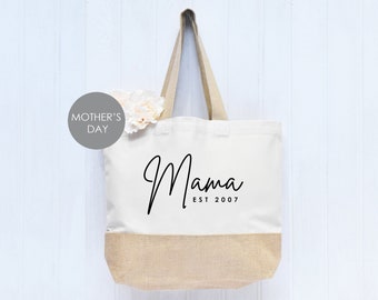 Mothers Day Good Size /"Mums are Great/" Jute Shopper from These Bags Are Great