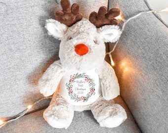 personalised reindeer teddy