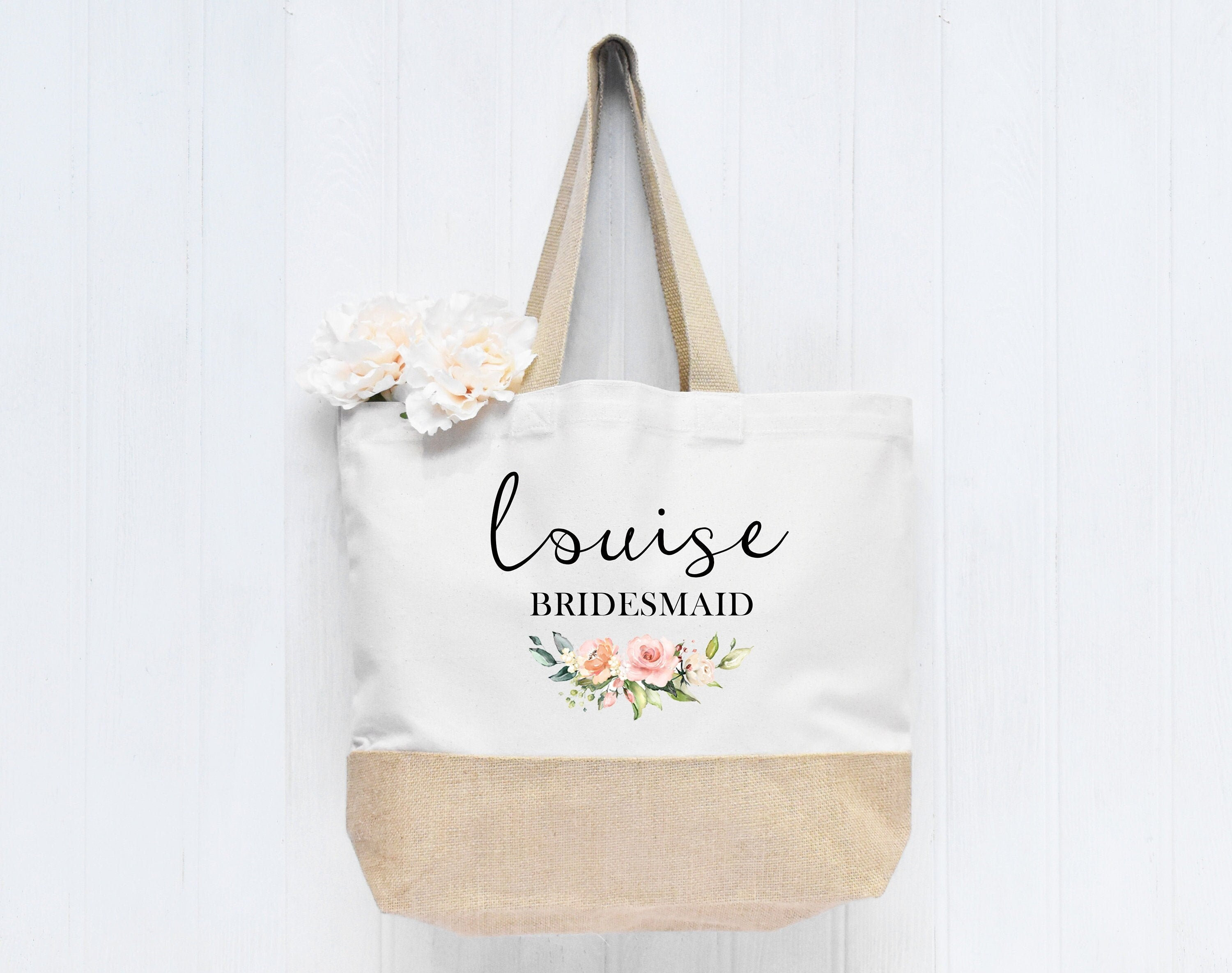 Personalised Chain Monogram Canvas Tote Bag | Shoulder Bag | Ladies Custom  Handbag | Birthday Hen Gift | Bride Bridesmaids