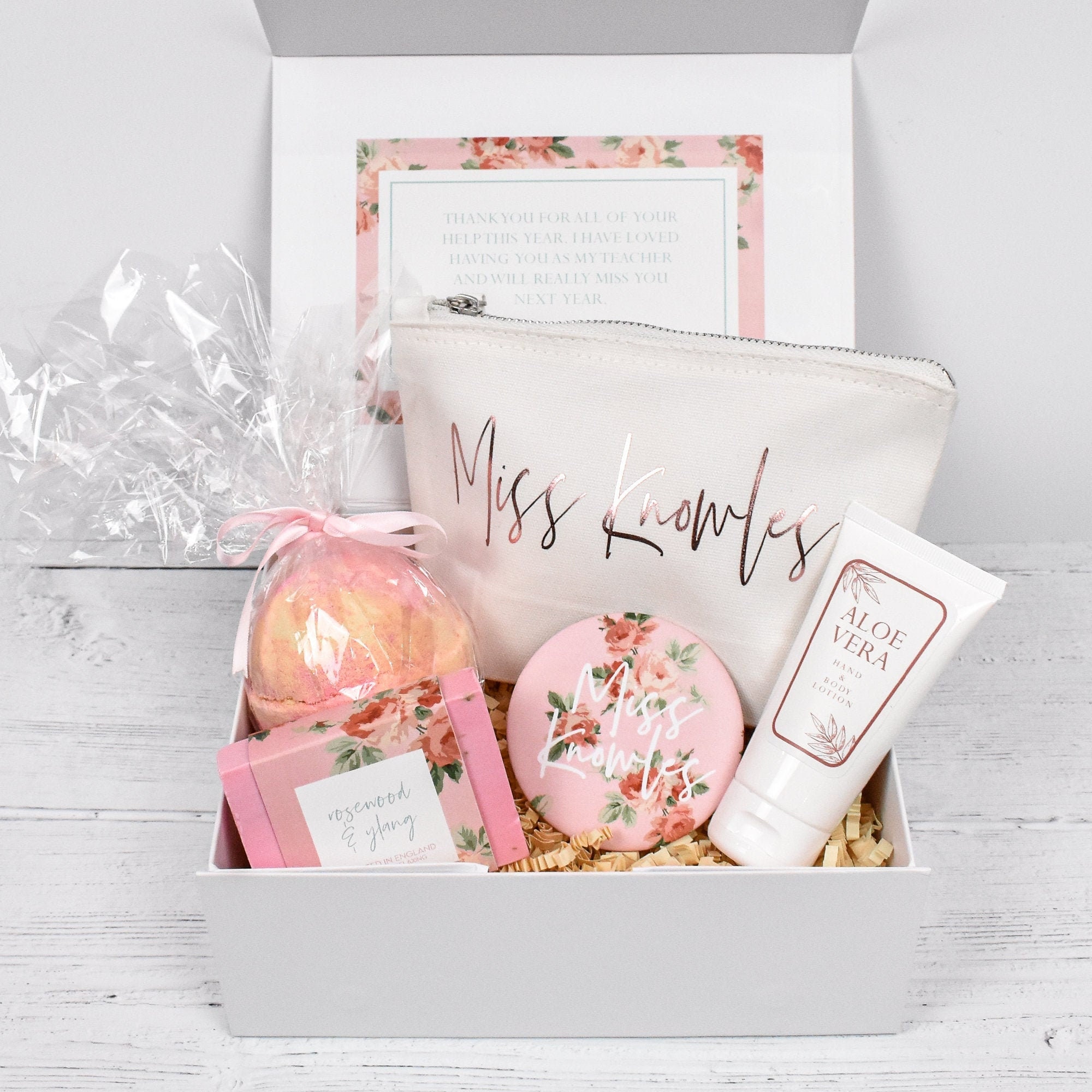 JTAMOHI Teacher Appreciation Gift Set - Includes Tumbler, Bracelet, Keychain & Card (Pink Themed) - View #4
