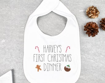 Personalised First Christmas Dinner Bib, Christmas Dinner Bib, Personalised Christmas Bib, First Christmas Gifts, New Baby Christmas Gifts