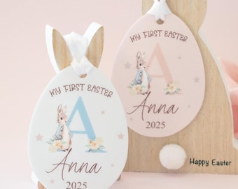 Personalised First Easter Egg Decoration, First Personalised Easter Ornament, Child's Easter Egg Tag, Easter Egg Hunt Gift Tag, Hanging Egg