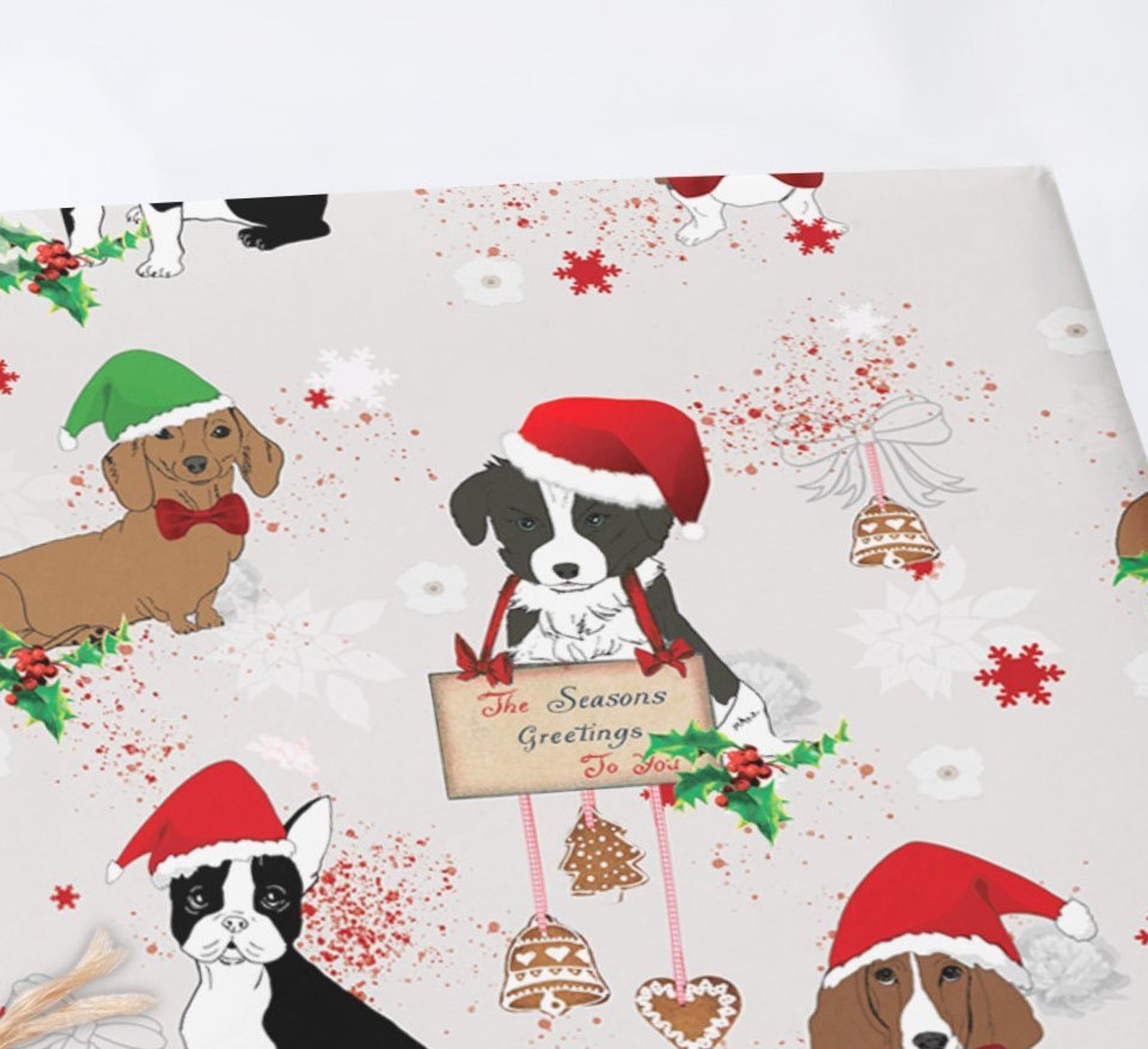 Christmas Dog Wrapping Paper Dog Wrapping Paper Christmas Etsy