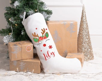 Personalised Christmas Stocking, Christmas Stocking, Personalised Linen Stockings, Christmas Decoration, Stocking Hessian, Holiday Stocking