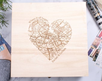 Engraved Couples Adventures Box, Personalised Wooden Keepsake Memory Box, Girlfriend Gift, Boyfriend Gift, Anniversary Gift, Valentines Day