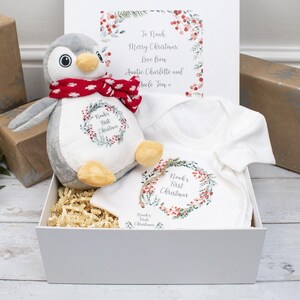 Set de regalo para la primera Navidad del bebé, caja de regalo personalizada para la primera Navidad, regalo para la primera Navidad del bebé, recuerdo navideño del bebé, caja de regalo de Navidad para el bebé imagen 3