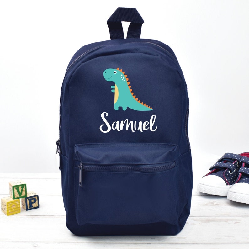 Personalised Dinosaur Backpack, Dinosaur School Bag, Kids Animal Rucksack, Boys School Backpack, Children Student Backpack, Back To School image 2