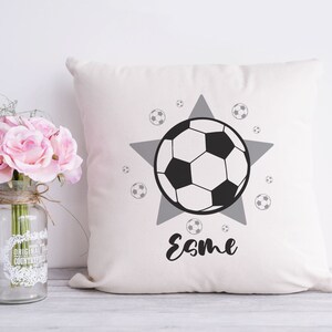 Personalised Football Design Cushion Cover - 40x40cm Any Name - Birthday Gift