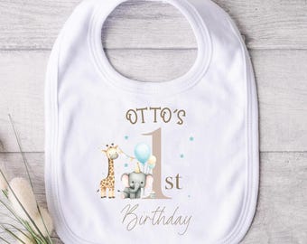 Personalised First Birthday Baby Bib, Baby First Birthday Outfit, Baby First Birthday Party Bib, Bib Elephant Baby Bibs, Baby Gift, Any Age