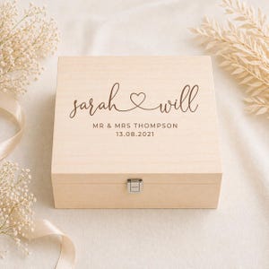 Personalised Wedding Engraved Heart Couple Keepsake Box, wedding memory box, engraved wedding box