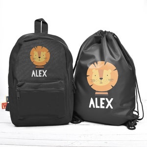 Personalised Lion Backpack, Lion School Bag, Kids Animal Rucksack, Boys School Backpack, Children Student Backpack, Unisex Backpack, Lion image 1