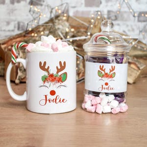 Personalised Christmas Mug, Custom Reindeer Mug, Mug Gift, Child Christmas Mug, Christmas Eve Box Fillers, Stocking Fillers, Secret Santa