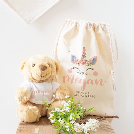 Personalised Flower Girl Gift Set Flower Girl Gift Set Teddy in Bag Wedding Flower Girl Thank You Gift Wedding Gift Flower Girl Gifts Etsy