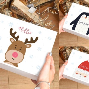 Personalised Christmas Eve Box, Reindeer Christmas Eve Box, Empty Xmas Eve Box, Girls Xmas Box, Empty Christmas Box, Kids Xmas Eve Box