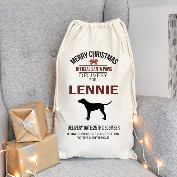 Personalised Pet Santa Sack, Dog Santa Sack, Dog Christmas Sack, Animal Christmas Eve Present Sack, Personalised Sack Bag, Your Pet Photo